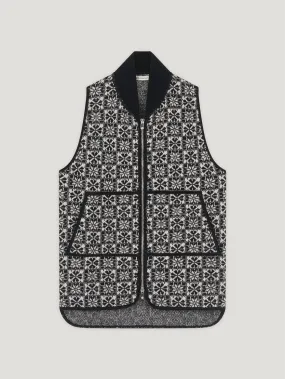 Black & Natural Folk Car Vest