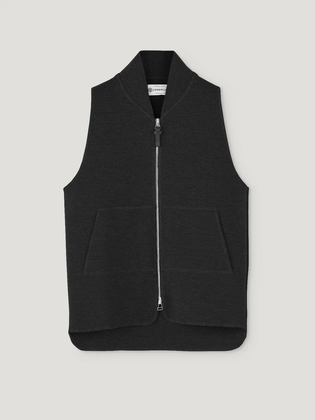 Black Wool Drop Back Car Vest