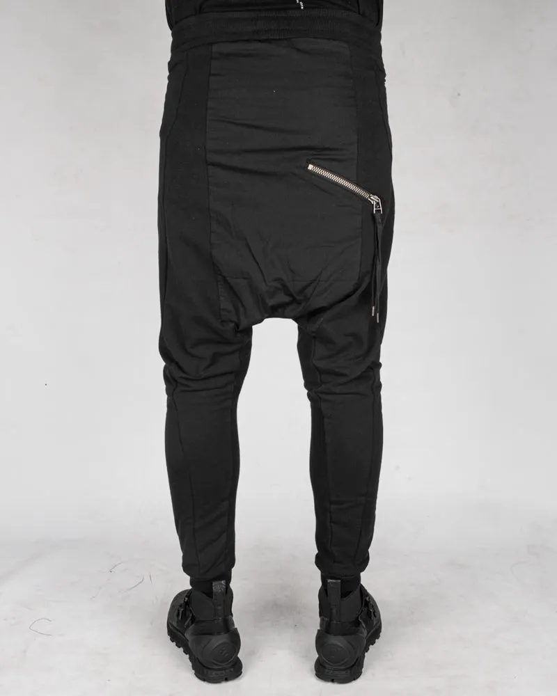 Contrasting woven jersey trousers black