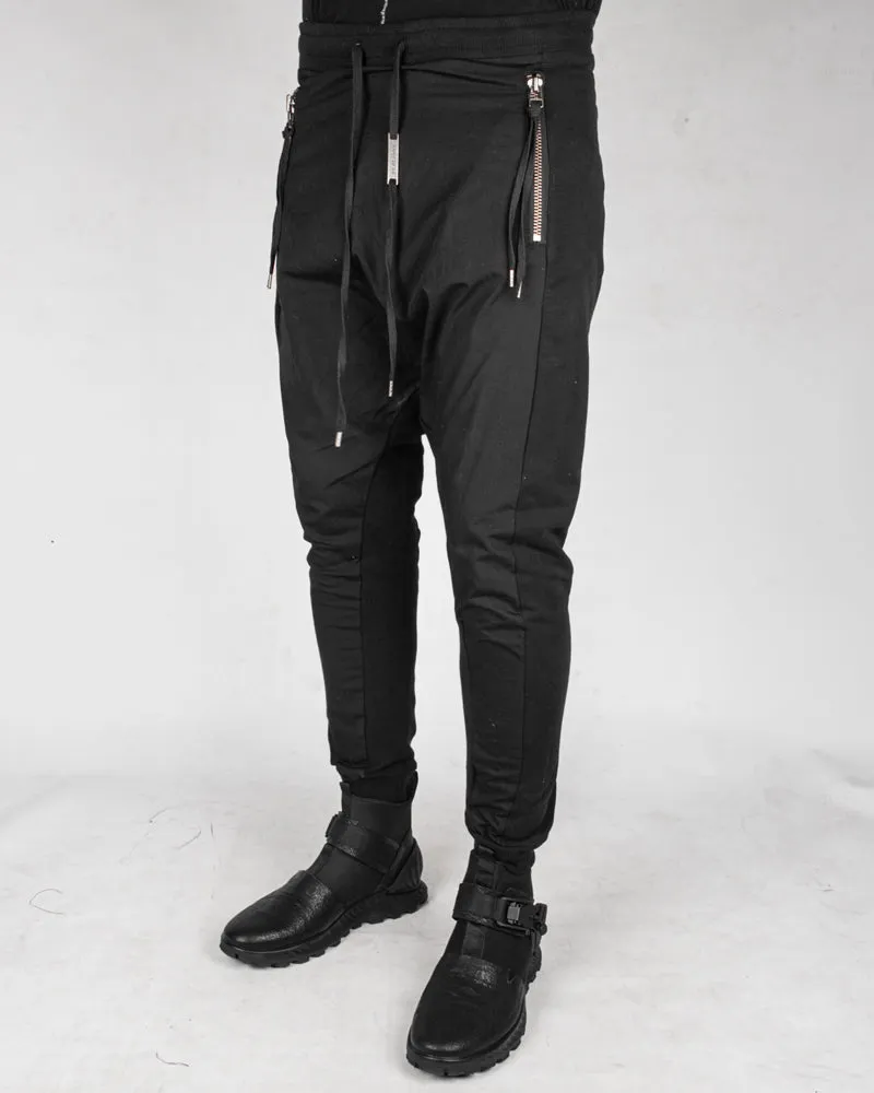 Contrasting woven jersey trousers black