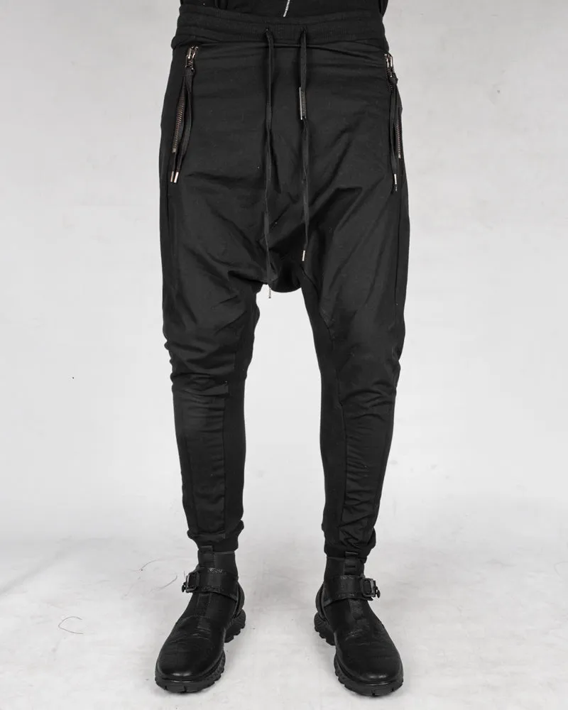 Contrasting woven jersey trousers black