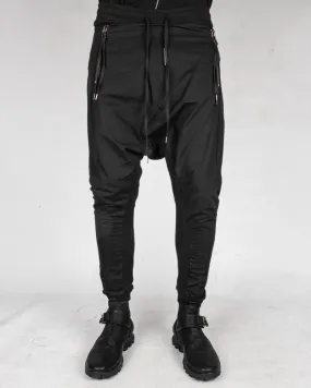 Contrasting woven jersey trousers black