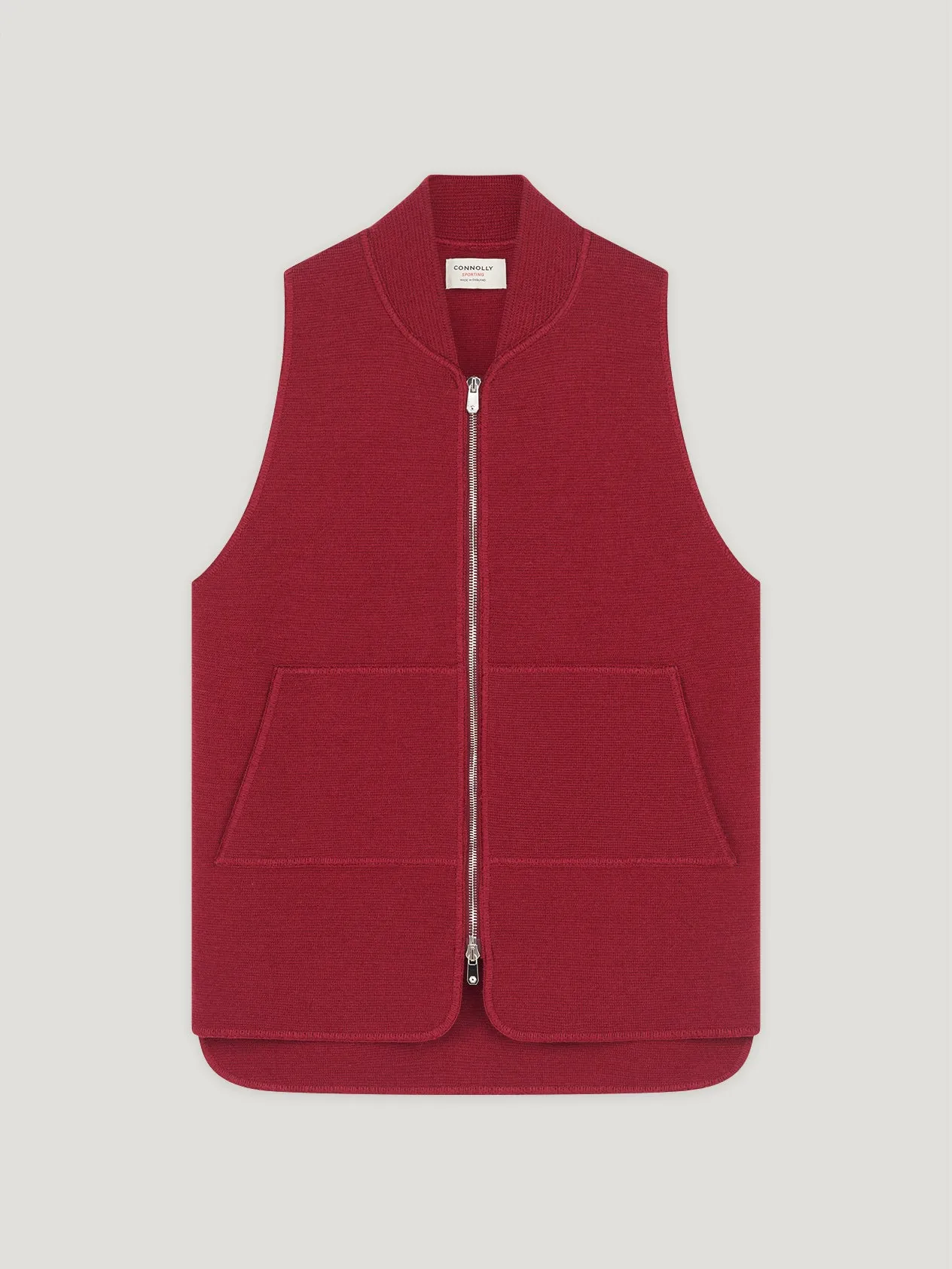 Dark Red Wool Drop Back Car Vest