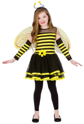 Girls Bumblebee   Wings Fancy Dress Insect Animal Bee Costume