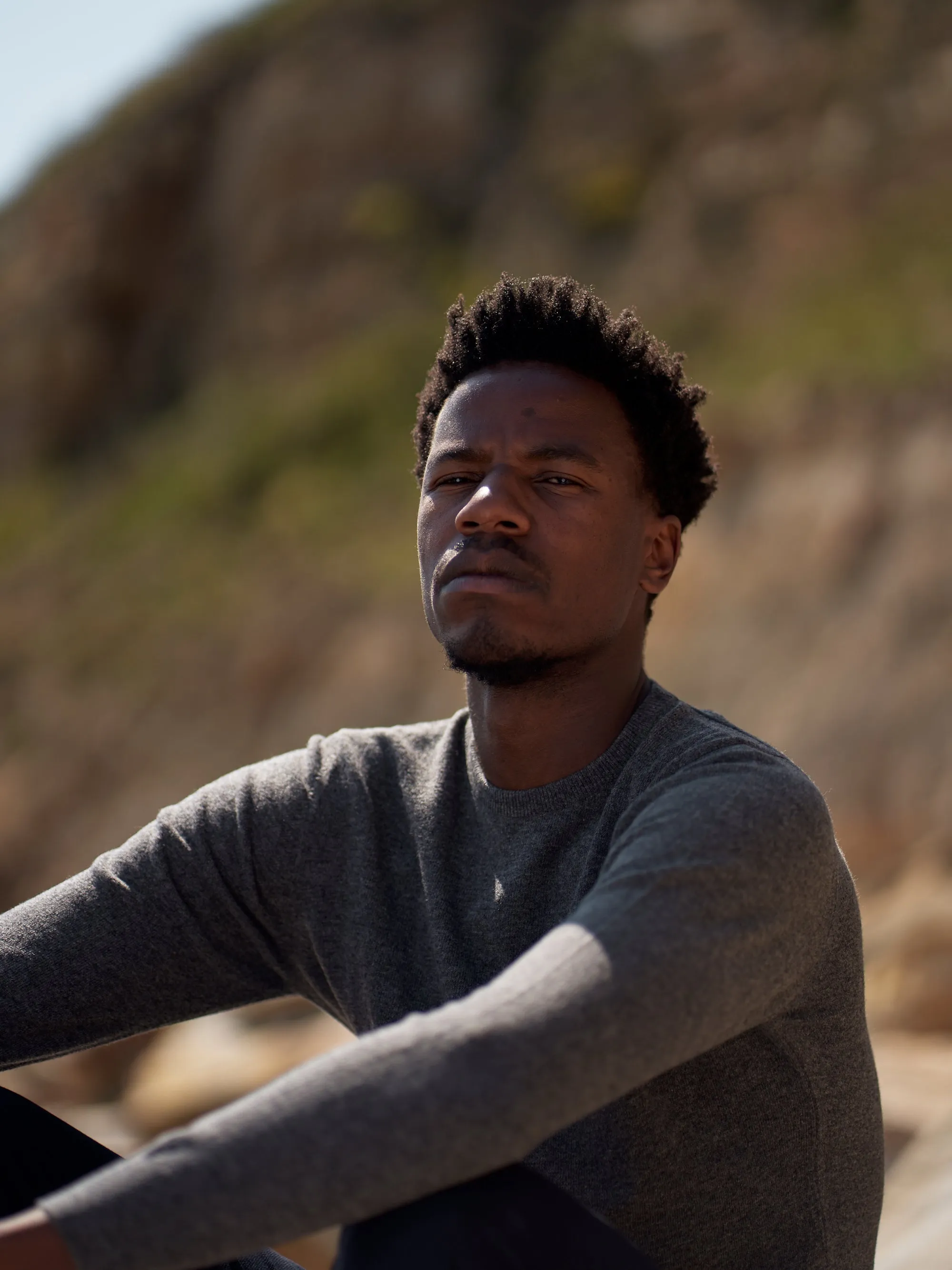 Superfine lambswool crew neck in grey mélange