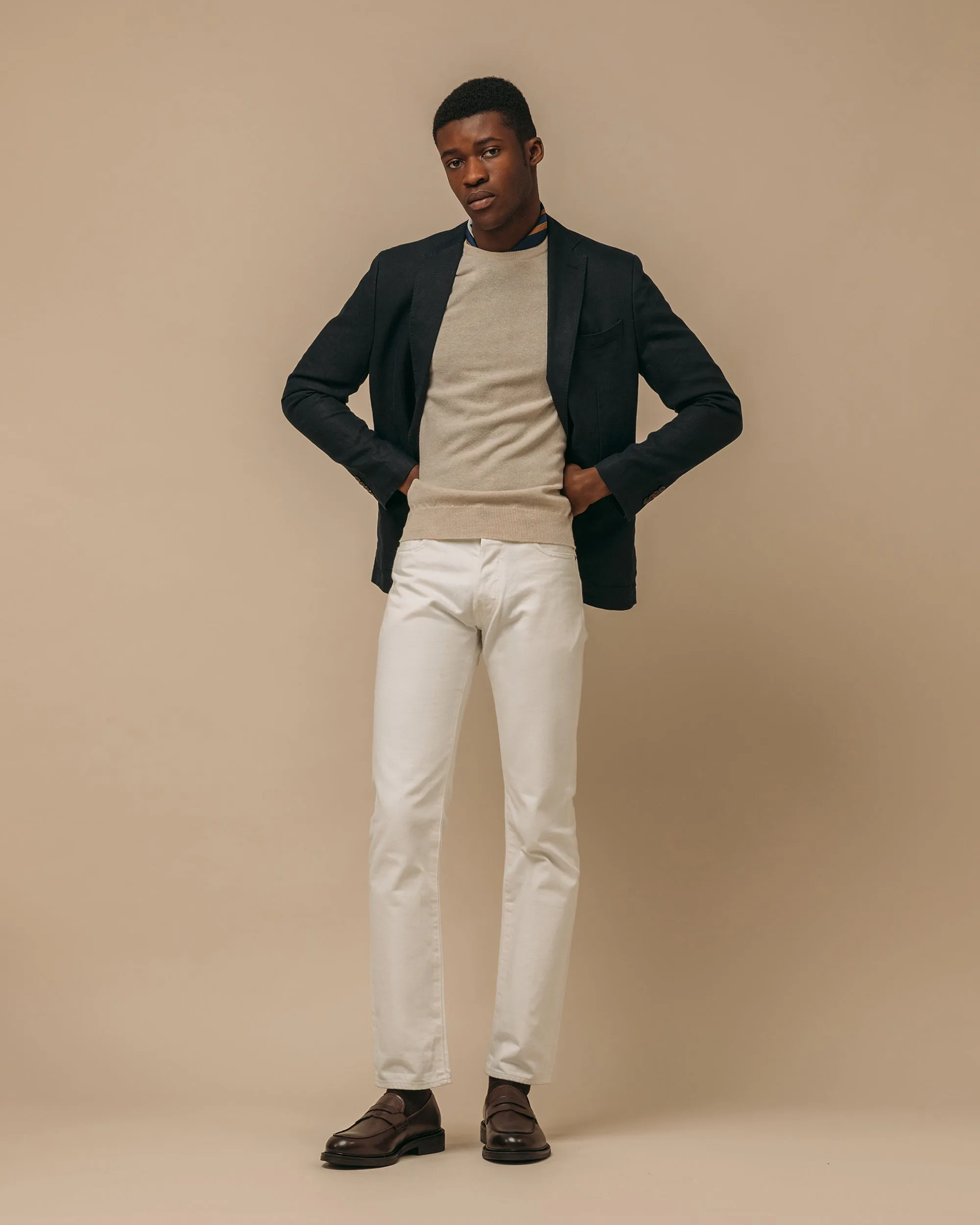 Superfine lambswool crew neck in oatmeal
