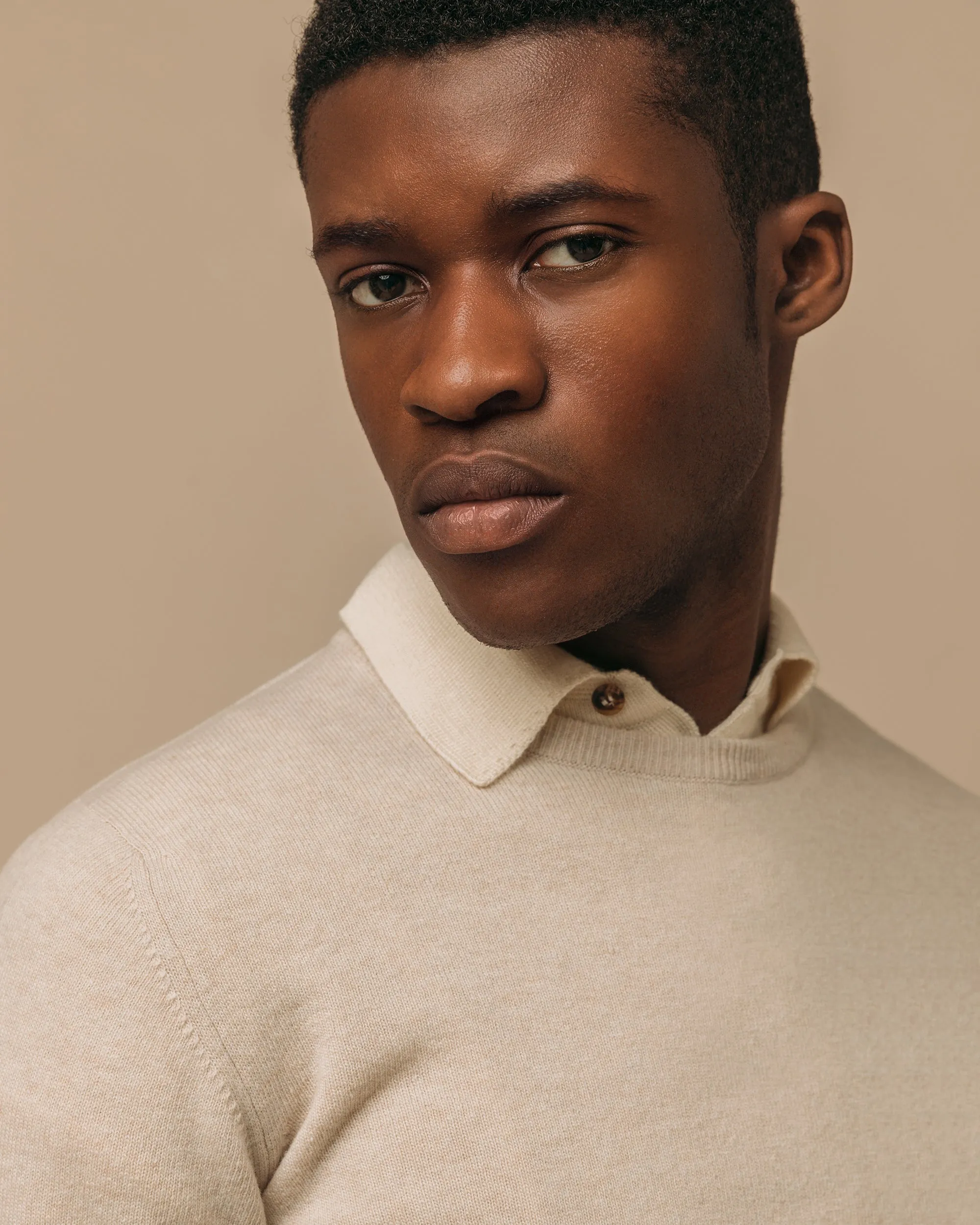 Superfine lambswool crew neck in oatmeal