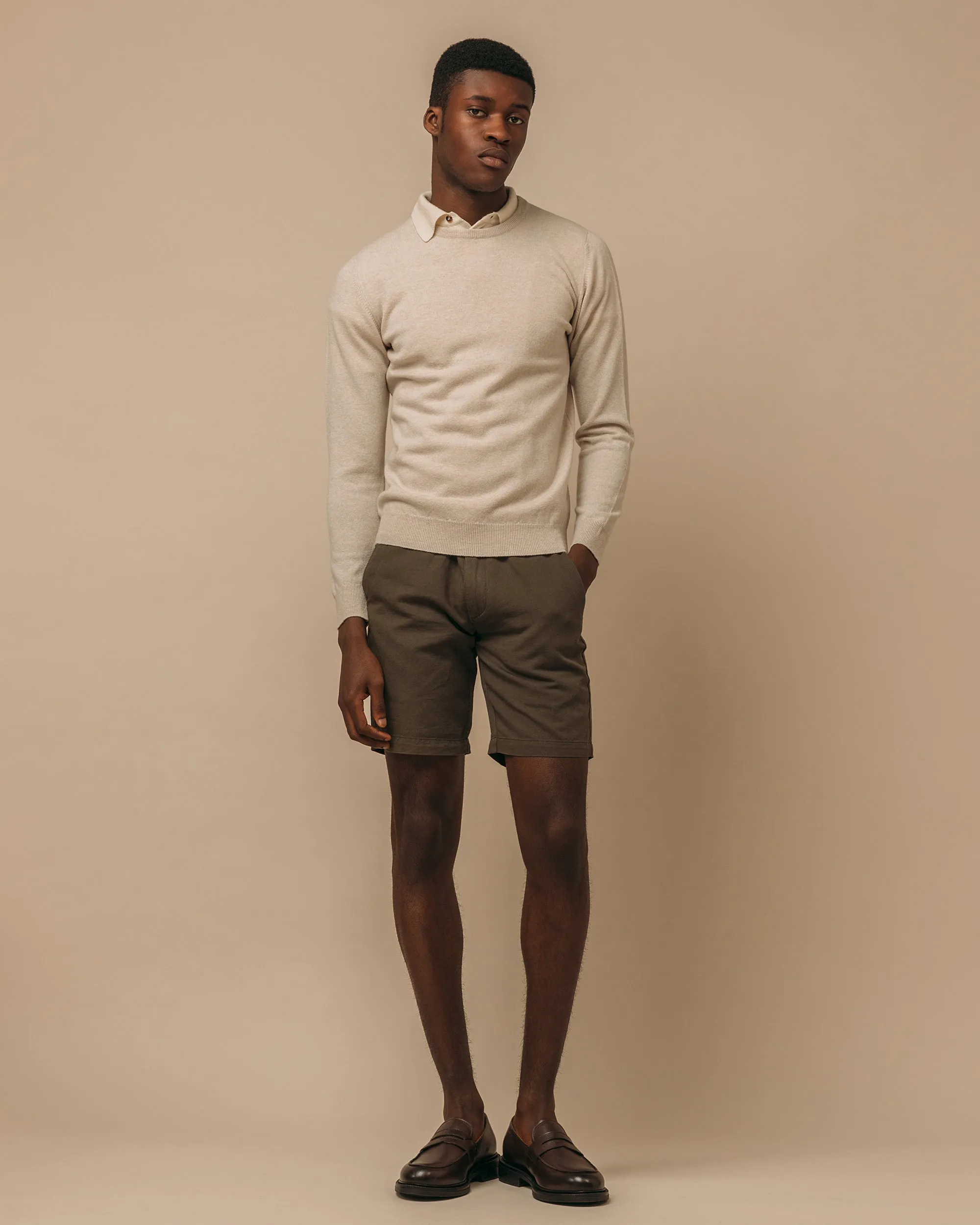 Superfine lambswool crew neck in oatmeal