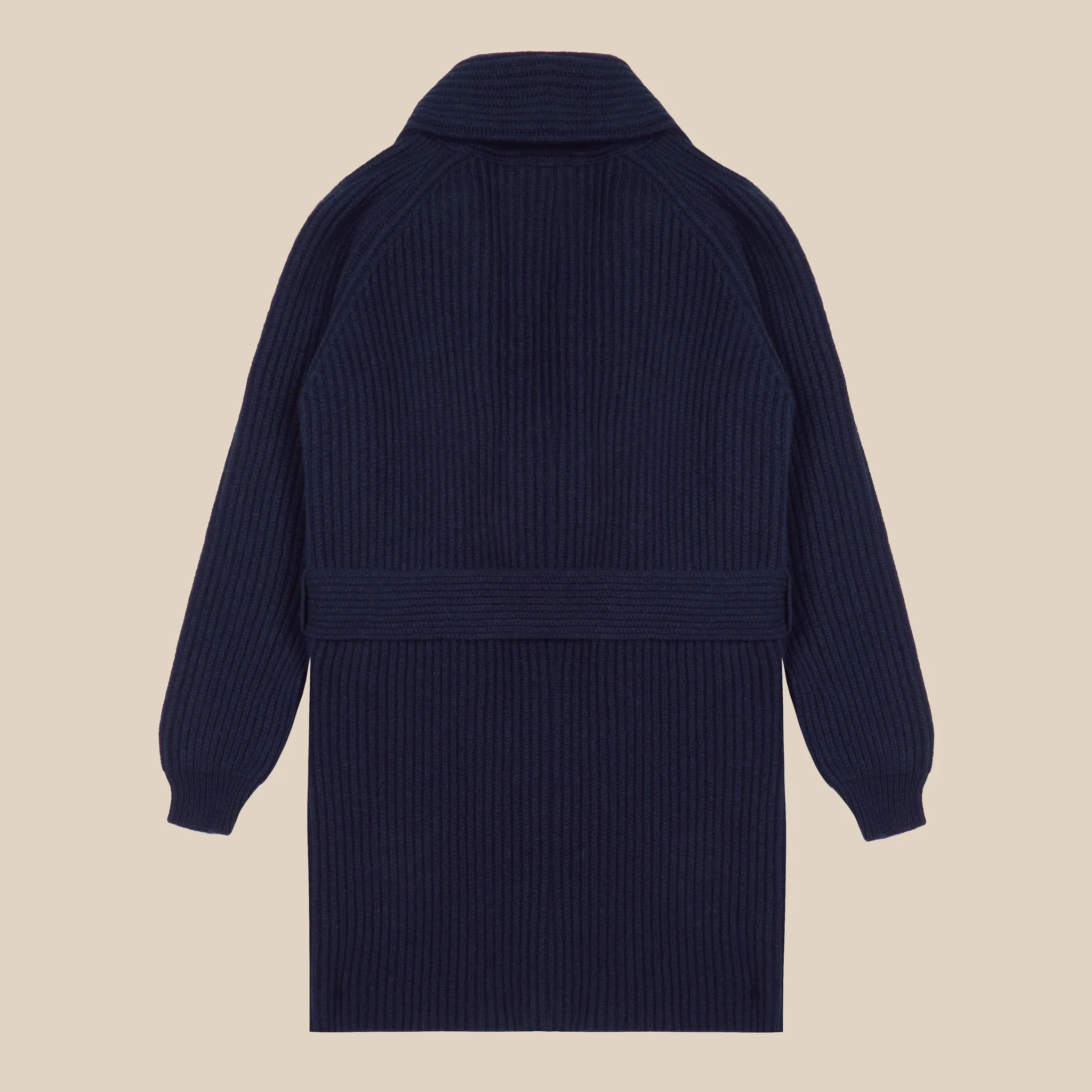 Superfine lambswool shawl coat in navy