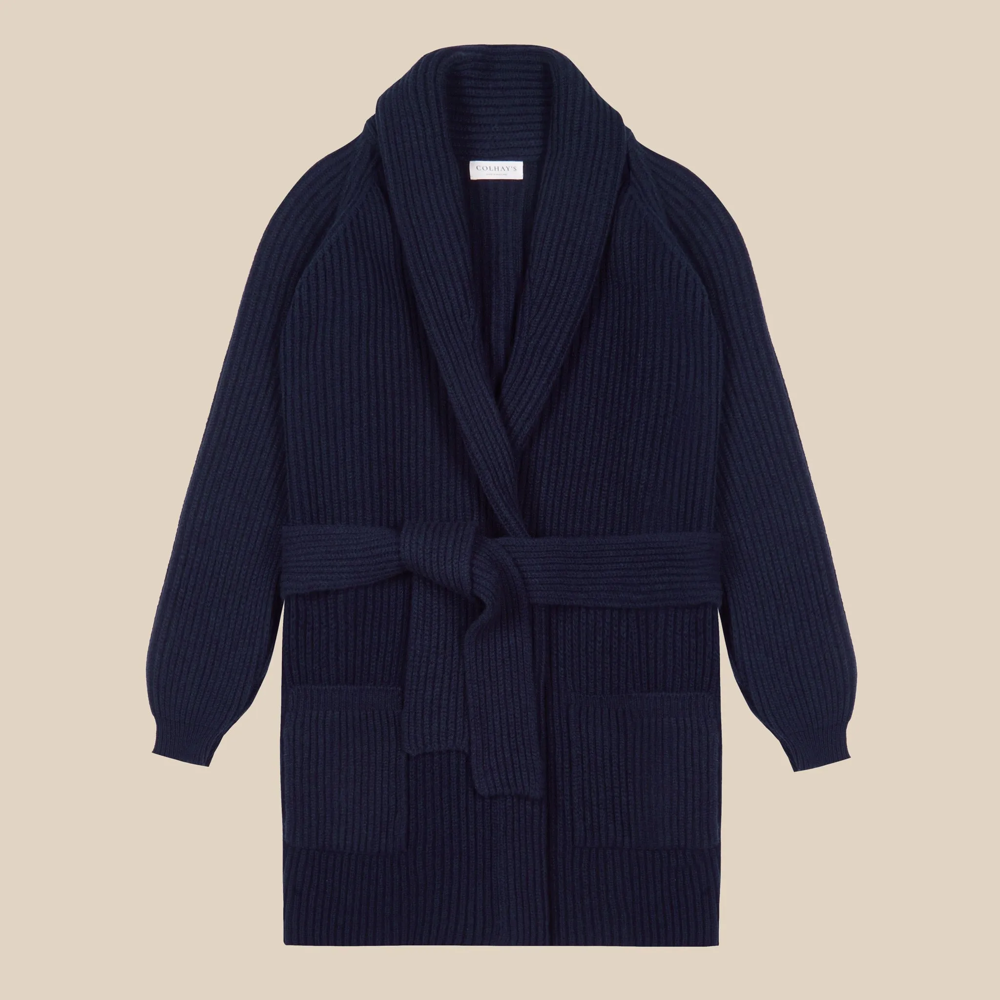 Superfine lambswool shawl coat in navy