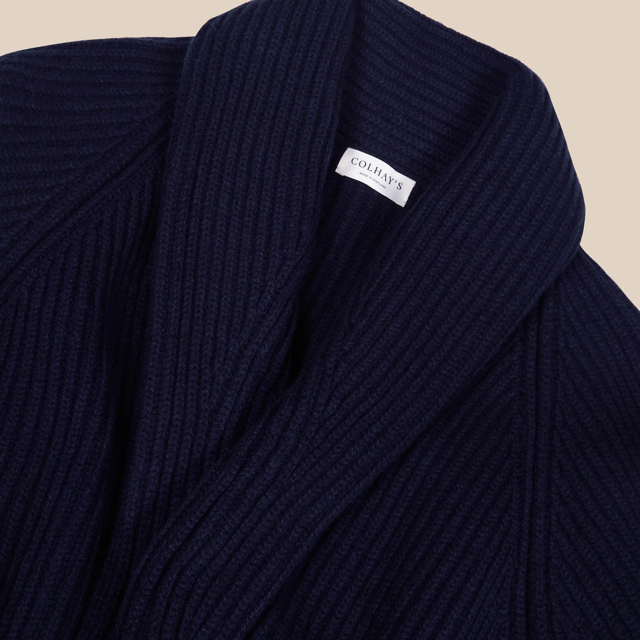 Superfine lambswool shawl coat in navy