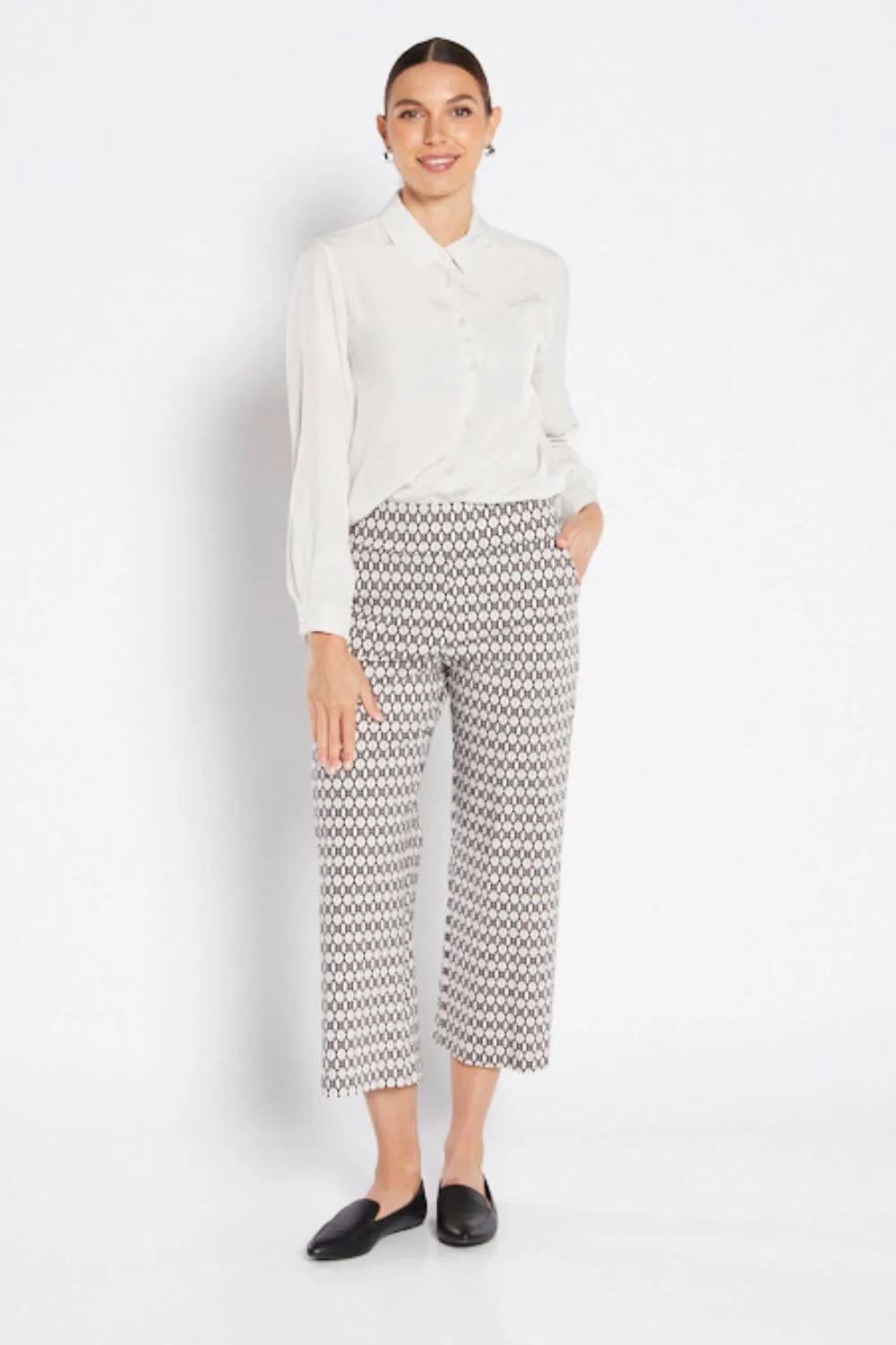 Ticket Print 7/8 Pant | Jewel