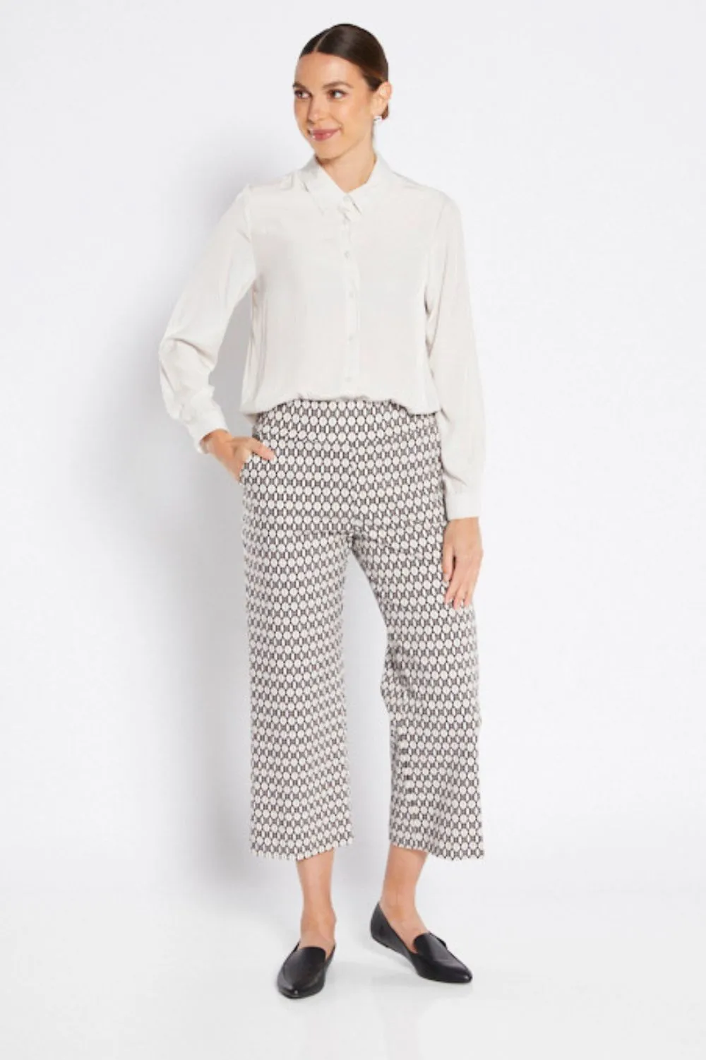 Ticket Print 7/8 Pant | Jewel