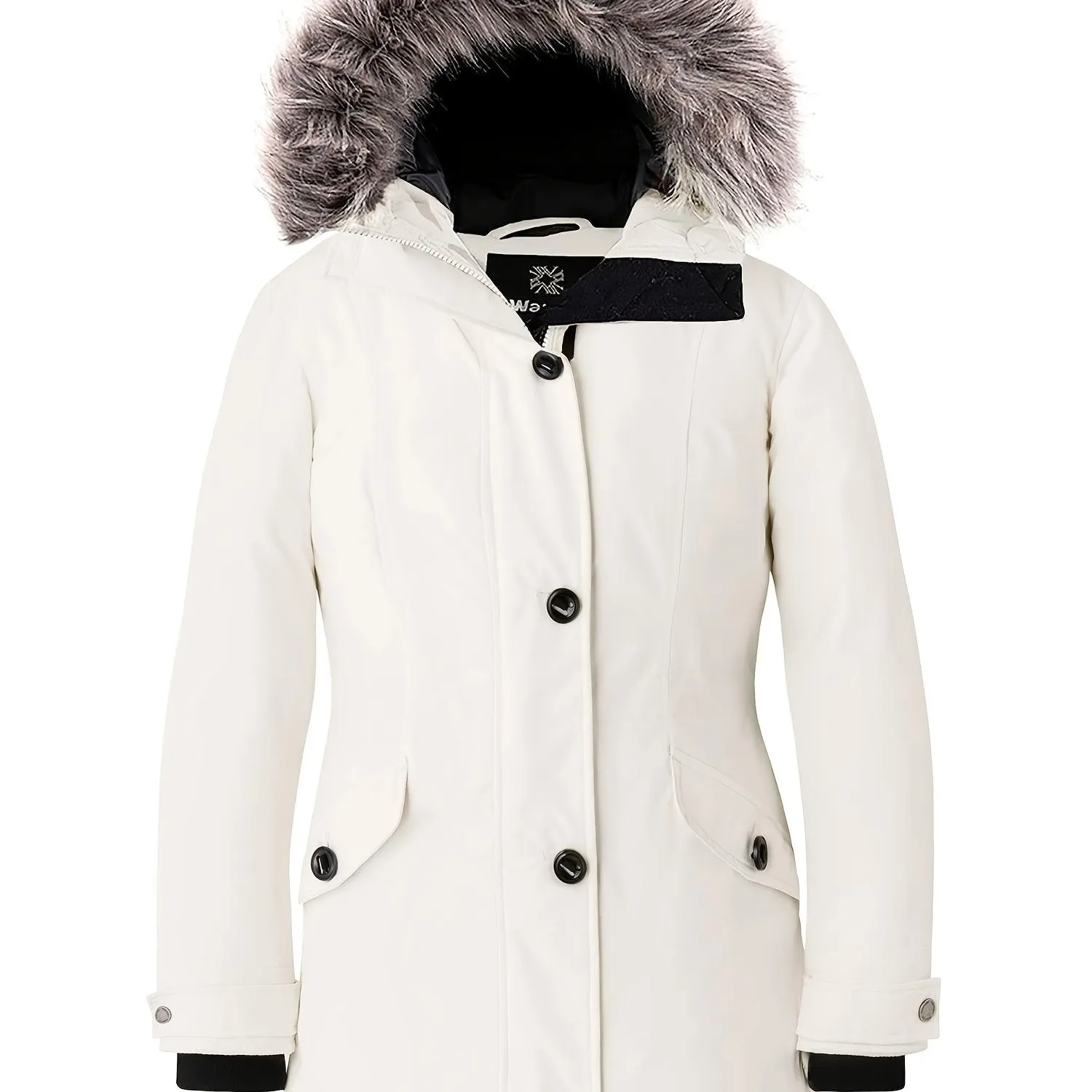 Women's Long Thick Waterproof Puffer Jacket with Detachable Faux Fur Hood